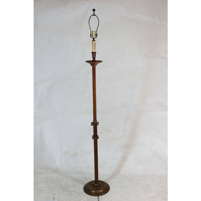 Mid-Century Modern 1940s Frances Elkins Prototype Mahogany, Adjustable Ratchet Floor Lamp For Sale - Image 3 of 10