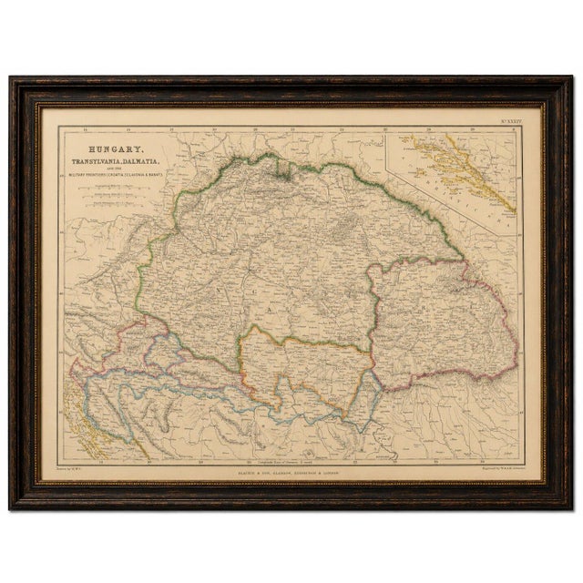 Paper Antique Map of Hungary, Transylvania, Dalmatia and Croatia, 1860s For Sale - Image 7 of 9