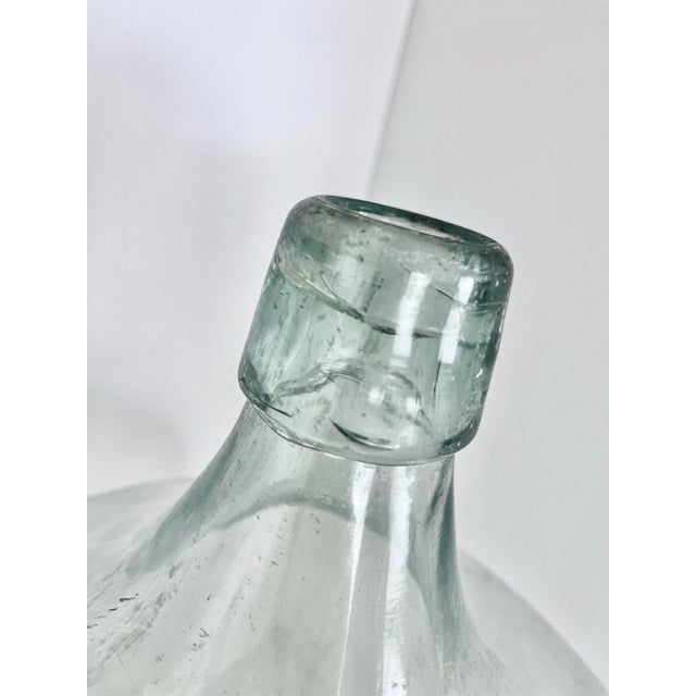 Antique Blown Glass Demijohn or Decanter | Aged Light Turquoise For Sale - Image 4 of 12