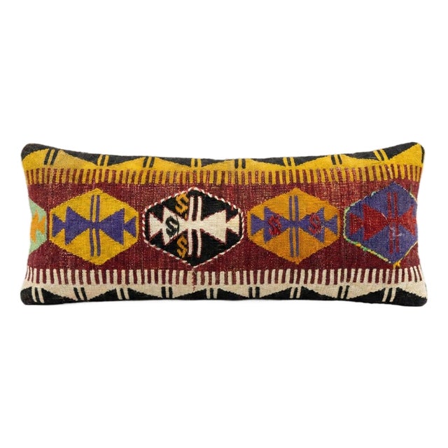 Bohemian Long Turkish Kilim Bedding Pillow Cover 14'' X 35'' For Sale