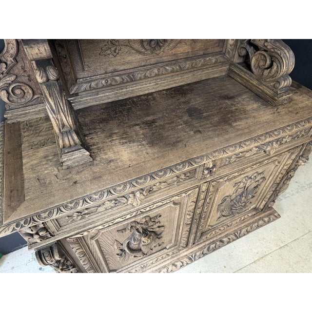 French Carved Oak Hunting Sideboard, 1860 For Sale - Image 17 of 18