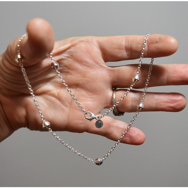 Metal Late 20th Century Tiffany & Co. Sterling Silver 'Barrel Bead' Station Necklace 16" Retired For Sale - Image 7 of 11