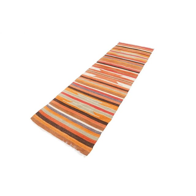 Traditional Mid 20th Century Vintage Striped Kilim Runner For Sale - Image 3 of 7