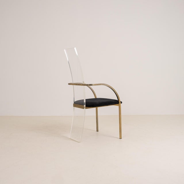 Vintage Chairs in Acrylic and Brass from Belgo Chrome, 1980s, Set of 4 For Sale - Image 6 of 11