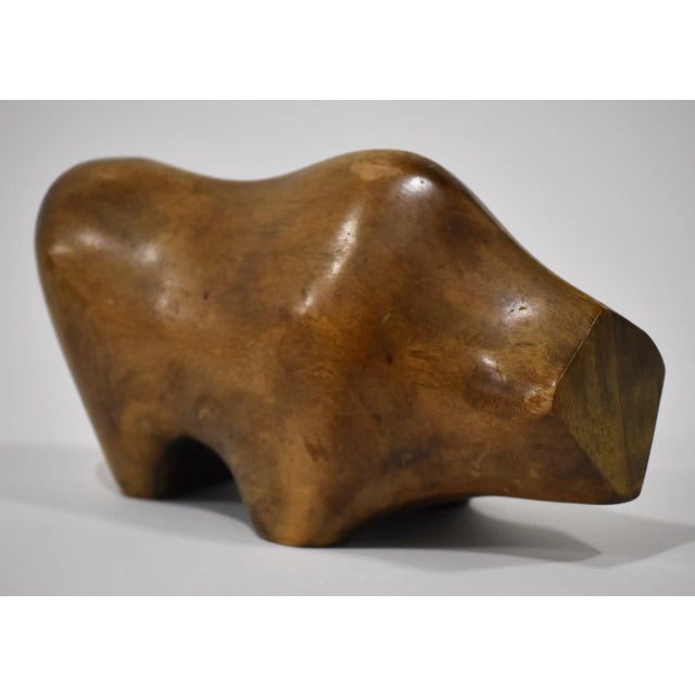 Vintage Mid Century Modern Wood Bull Modernist Table Sculpture For Sale - Image 10 of 10