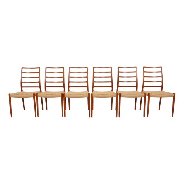 Vintage Model 82 Dining Chairs in Teak by Niels Otto Moller for J. L. Møllers, 1960s, Set of 6 For Sale