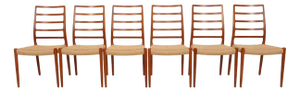 Vintage Model 82 Dining Chairs in Teak by Niels Otto Moller for J. L. Møllers, 1960s, Set of 6