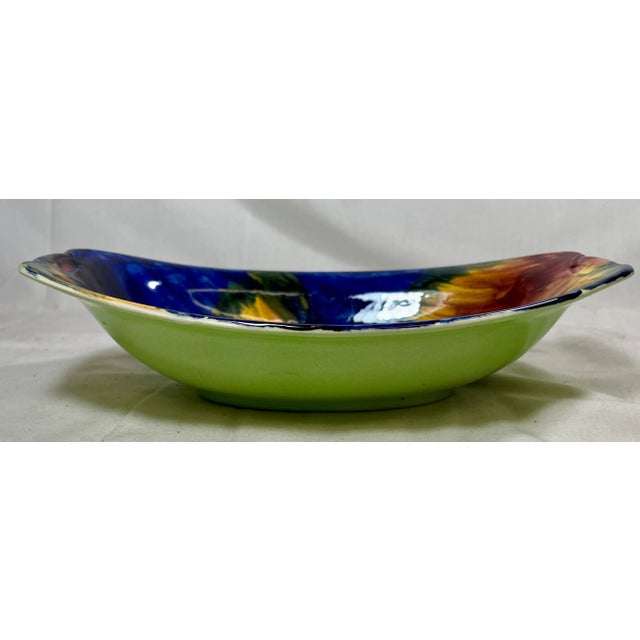 Vintage Oval Maling Multicolored Art Deco Bowl Made in England - Circa 1930’s For Sale - Image 4 of 11