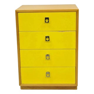 Jack Cartwright for Founders Mid Century Modern Yellow Maple Nightstand Chest For Sale