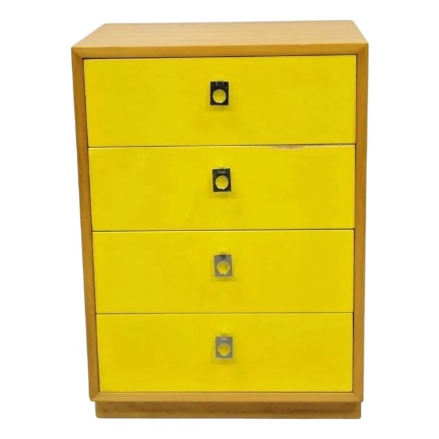 Jack Cartwright for Founders Mid Century Modern Yellow Maple Nightstand Chest For Sale