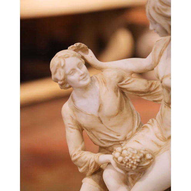 Mid-Century Italian Neoclassical Alabaster Figural Sculpture on Marble Base For Sale In Dallas - Image 6 of 10
