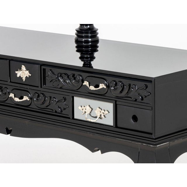 Black Boca Do Lobo "Melrose" Dressing Table and Stool For Sale - Image 8 of 12