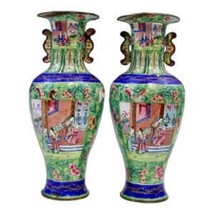Antique 19th Century Chinese Canton Enamel Vases