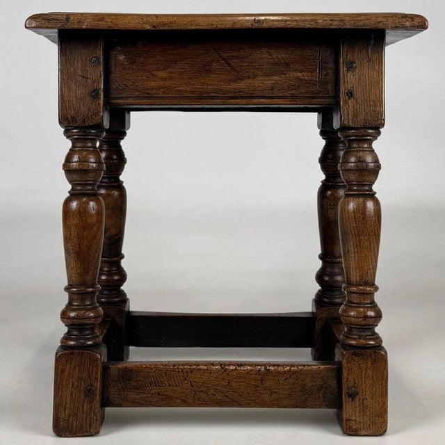 19th Century Antique English Joined Oak Stool For Sale - Image 6 of 11