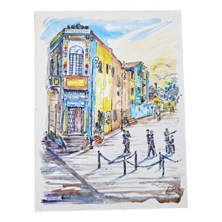 Jorge Alio, Caminito, Buenos Aires, Argentine Tango, 2000, Original Watercolor For Sale