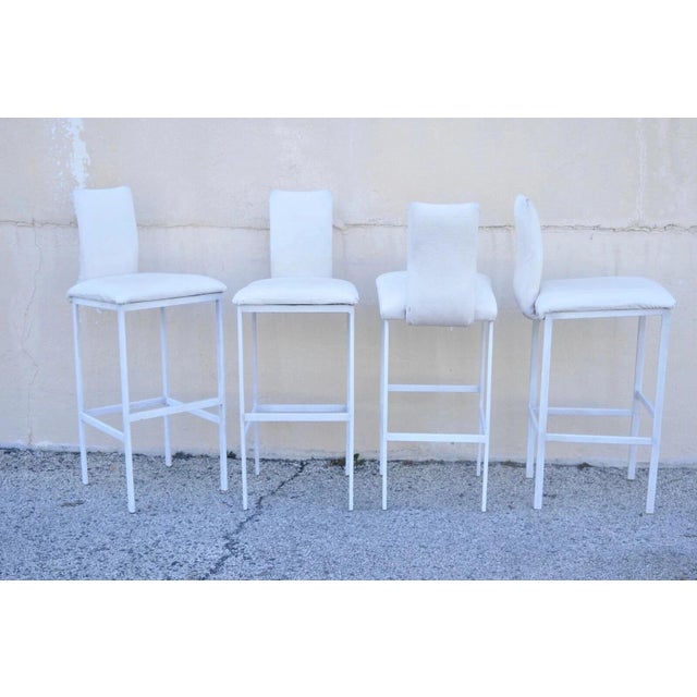 Vintage Minson Ent. Contemporary Modern White Metal Sculpted Barstools Chair - Set of 4. Item features metal frames,...