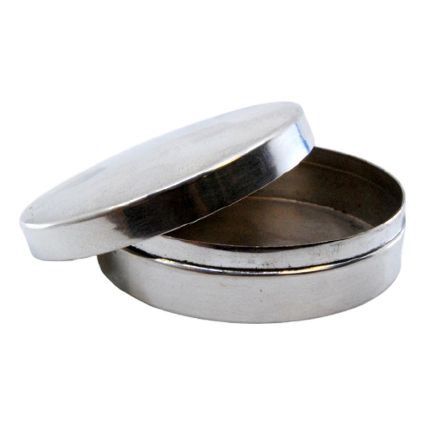 Plain Silver Circular Box with Removable Lid | Chairish