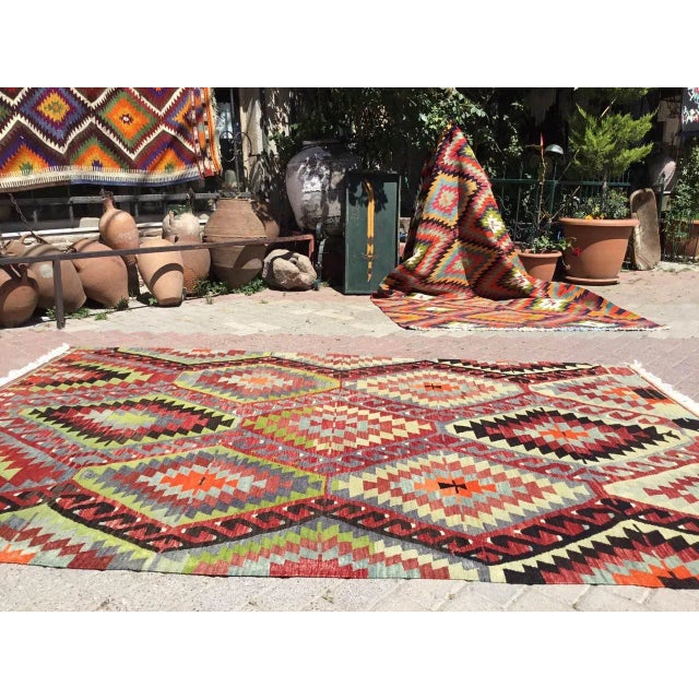 Vintage Turkish Kilim Rug - 106" X 68.5" For Sale - Image 4 of 11