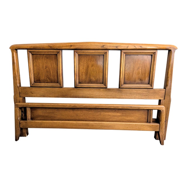 Vintage Mid-Century Modern Full or Queen Walnut Bed by White Furniture Company For Sale