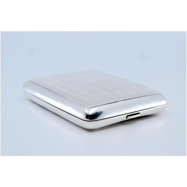 Silver Cigarette Case with Curved Bands For Sale - Image 3 of 10