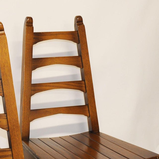 Brown Vintage Arts and Crafts Style Dining Chairs from Webber, 1950s, Set of 4 For Sale - Image 8 of 15