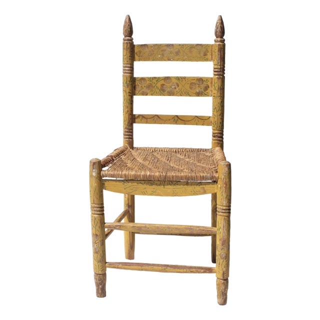 Yellow Mexican Folk Art Adult Chair From the 1930s For Sale