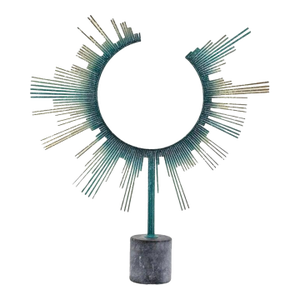 1980s Curtis Jere Brutalist Abstract Sunburst Table Signed Sculpture