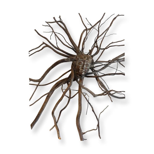 Figurative Vintage Medusa Teak Root Carved Nature Sculpture. For Sale - Image 3 of 3
