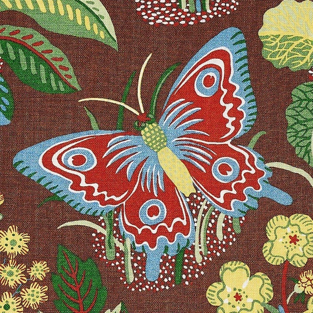 Mid-Century Modern Sample - Schumacher X Josef Frank Exotic Butterfly Fabric in Brown For Sale - Image 3 of 4