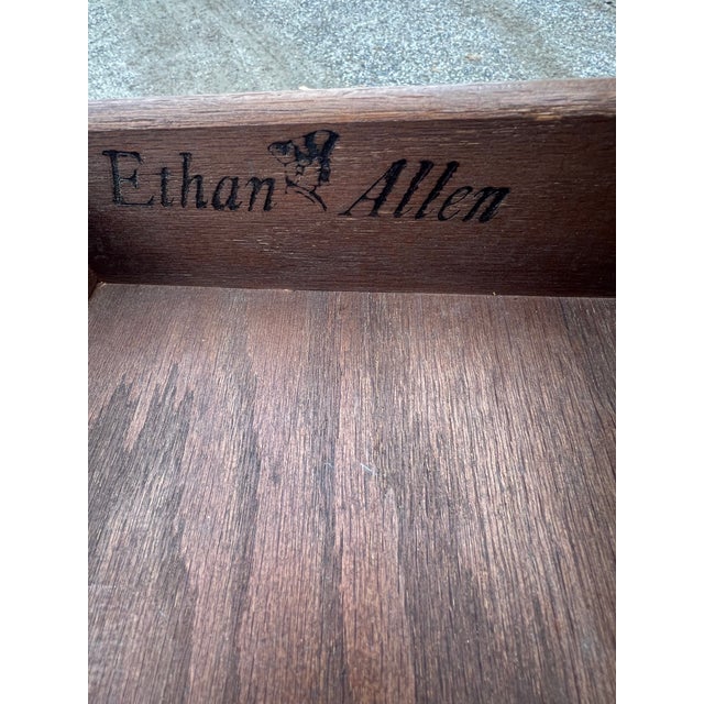 Brown Ethan Allen Vintage Oak Jacobean Style Coffee Table For Sale - Image 8 of 10
