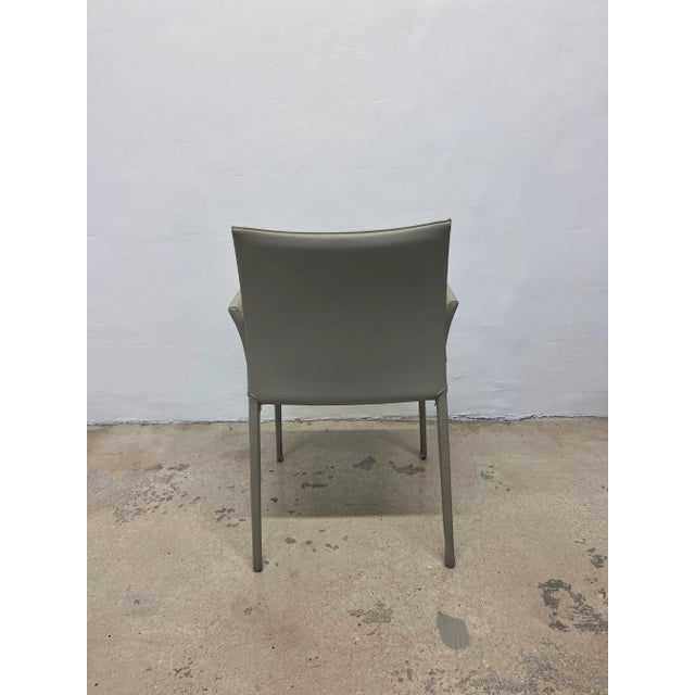 2010s Roberto Barbieri Lea Leather Dining Arm Chairs for Zanotta - Set of Three For Sale - Image 5 of 13
