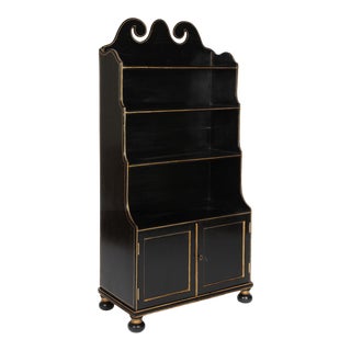 Antique English Regency Painted Waterfall Bookcase For Sale