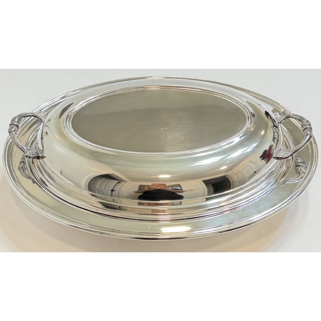 Mid-Century Modern Silver Serving Dish With Glass Insert For Sale - Image 3 of 15