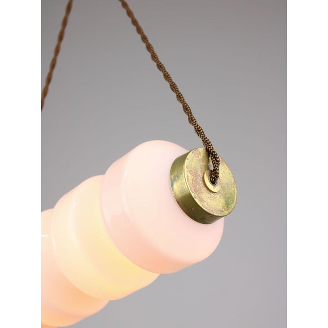 Mid-Century Minimalist Opaline & Brass Pendant Lamp For Sale - Image 15 of 17