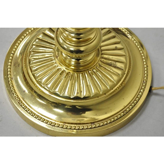 Vintage Traditional Polished Brass Swing Arm Reading Pole Floor Lamp W/ Shade For Sale - Image 10 of 12