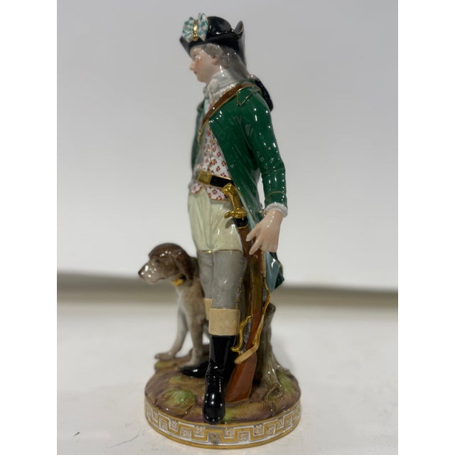 Ceramic Rare Meissen Hunter With Dog Porcelain Figure Model J80 For Sale - Image 7 of 9
