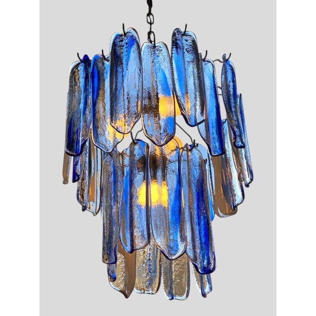 Metal Blue Riviera Murano Glass Chandelier, 1970s Italian Coastal Glamour For Sale - Image 7 of 12