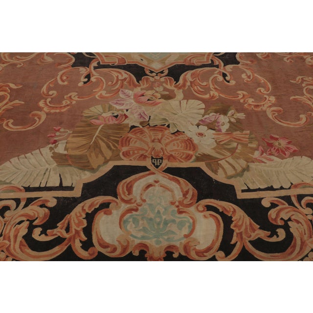 1910s Antique French Aubusson Rug, Monumental Medallion in Terra-Cotta and Black - Rug & Kilim For Sale - Image 5 of 9
