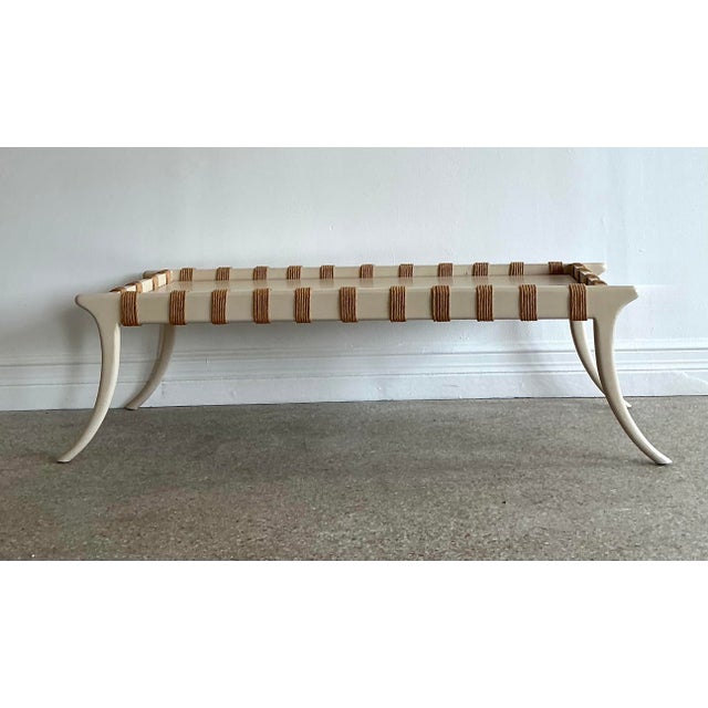 Mid-Century Modern Vintage Saber Leg Bench For Sale - Image 3 of 12