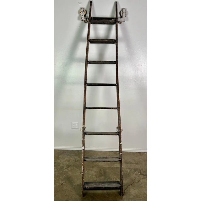 19th C. Primitive library ladder. Most of the original paint has worn off but it has a great patina.
