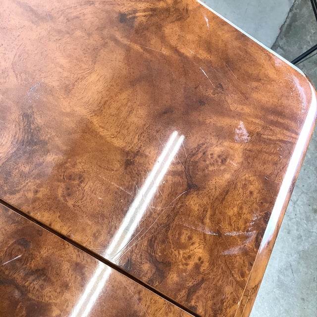 Vintage Alf Italia Italian Burl Wood Console With Mirrored Accents For Sale - Image 11 of 12