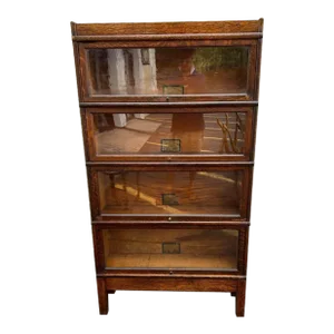 Early 20th Century Globe -Wernicke Antique Tiger Oak Four Stacking Bookcase.