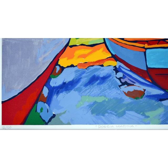 Poezia Marina, Spain - Fauvist Landscape - Limited Edition Screenprint #12/150 by Guido Lopez For Sale In Monterey, CA - Image 6 of 6