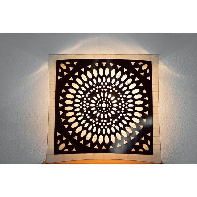 Square Wall Lamp in Red Wood and Rice Paper, 1980s For Sale - Image 18 of 18