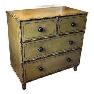 Antique 19th Century Regency Carved and Painted Faux Bamboo Chest of Drawers, England Circa 1825 For Sale