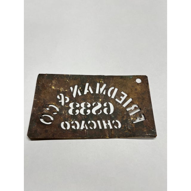 Charming slender brass stencil Friedman & Co 6833 Chicago. Late 19th or eaerly 20th century. Great wall decor.