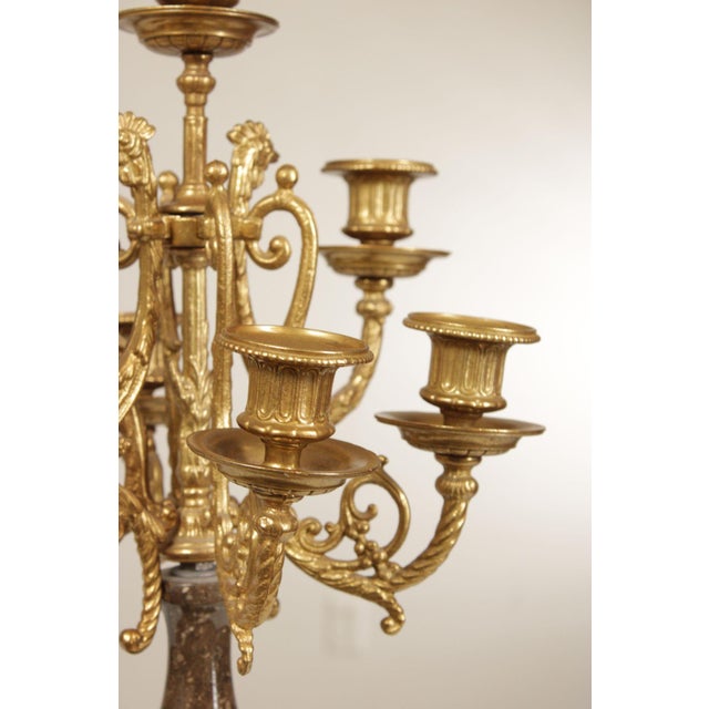 Brevettato Italian Pair of Marble and Gilt Bronze Candelabra For Sale - Image 11 of 12