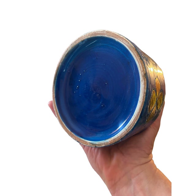 Two Aldo Londi Vases in Rimini Blue With Mettalic Clovers For Sale - Image 9 of 11