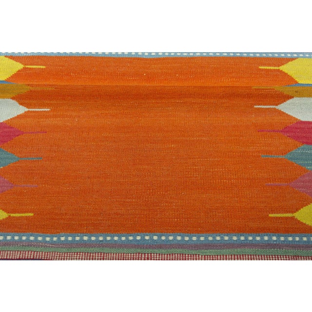 Handwoven Kilim Fars Rug in Orange and Natural Tones For Sale - Image 9 of 9