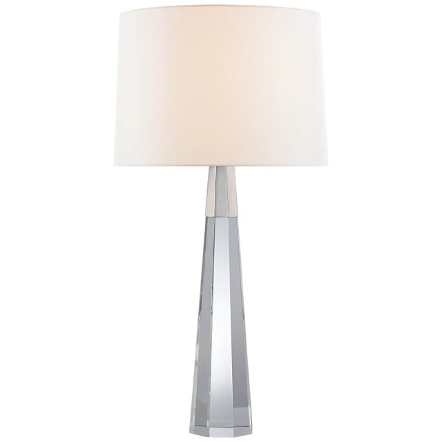 AERIN for Visual Comfort Signature Olsen Table Lamp in Crystal & Polished Nickel with Linen Shade For Sale